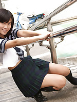 Yuzuki Hashimoto Asian in sailor gal uniform is playful outdoor