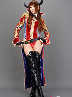 Sayuri Ono Asian poses so sexy in warrior suit and long boots