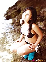 Saaya Irie Asian with big assets loves playing in the warm ocean